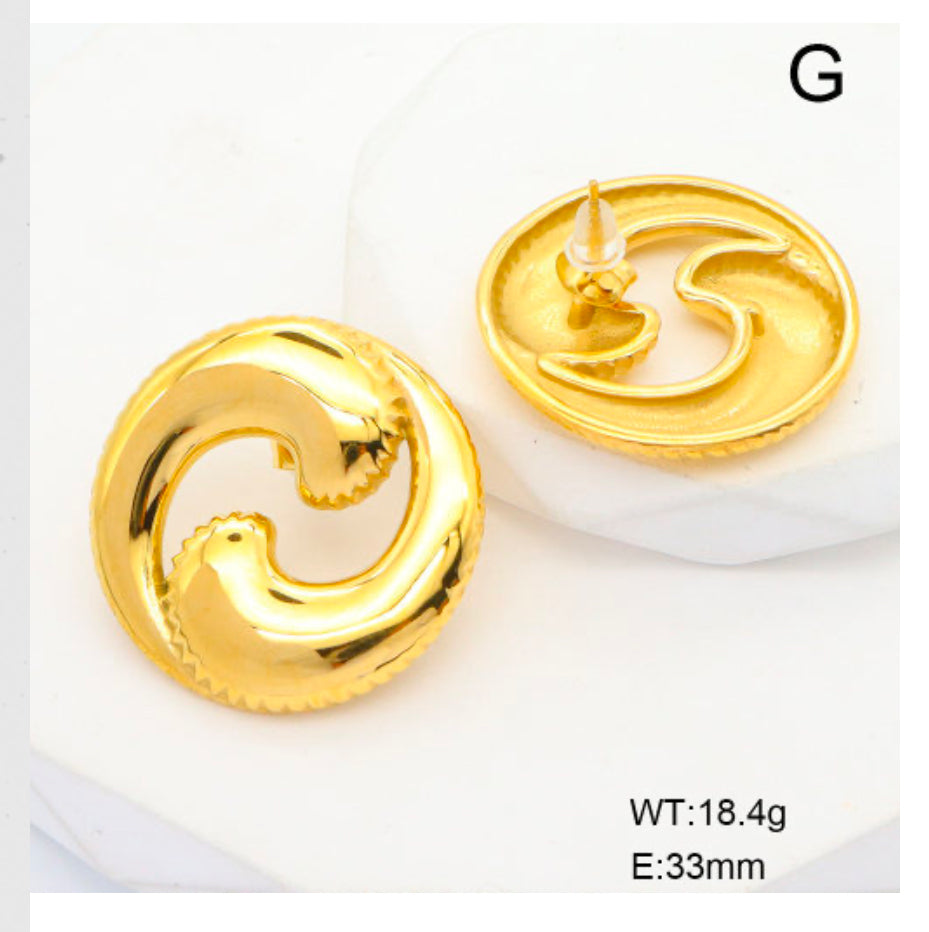 Orecchini acciaio placcato oro 18 k PVD gemelli