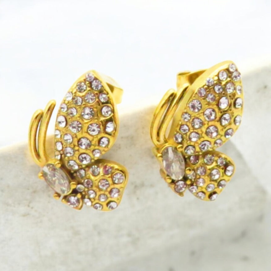 Orecchini acciaio placcato oro 18 k PVD “Butterfly"