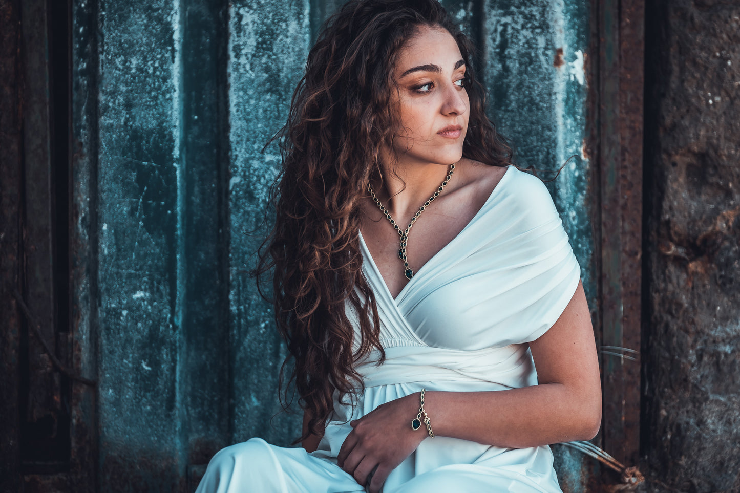 Collier artigianale Elegance" Snake2 Argento/Emerald