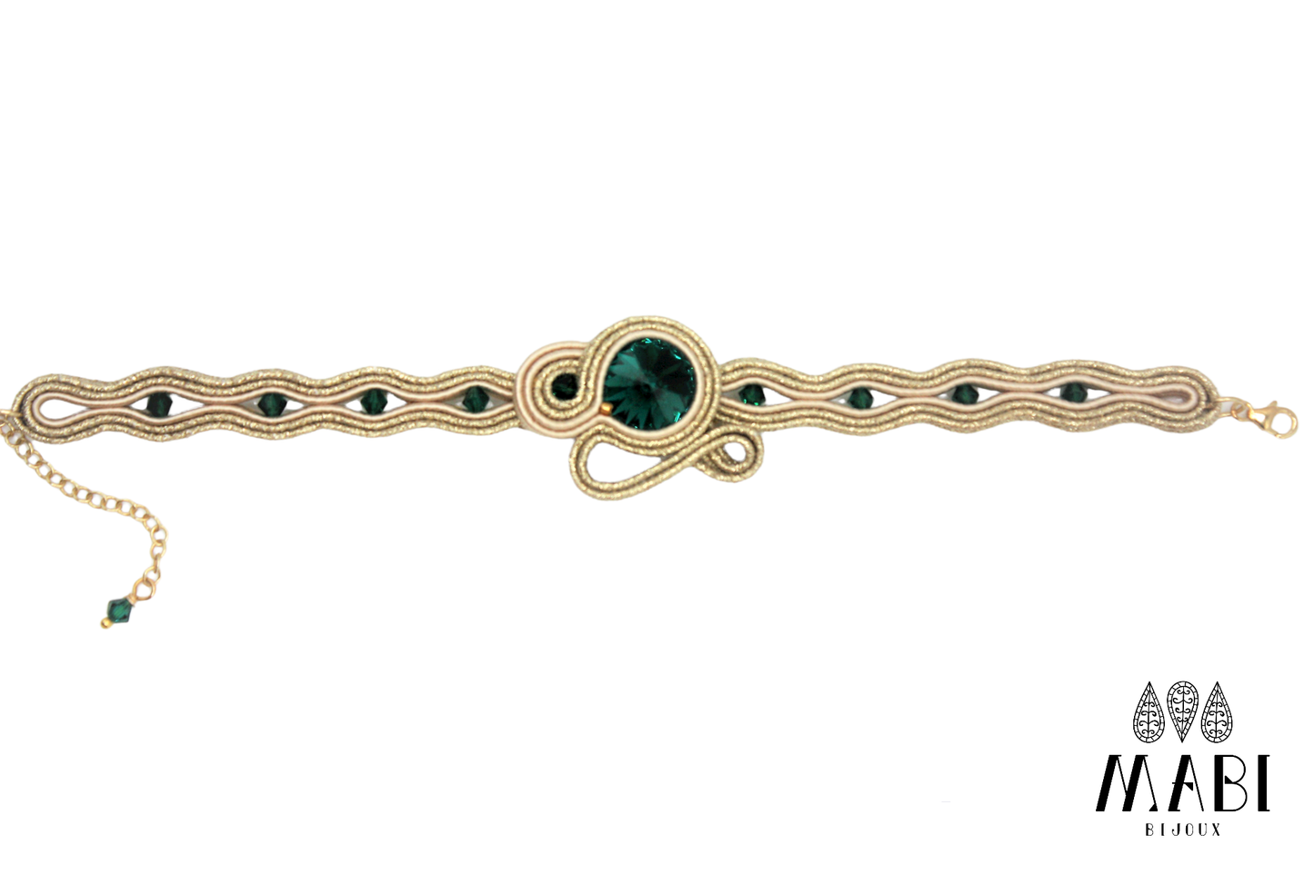 Bracciale artigianale “Elegance” Smeraldo/ORO