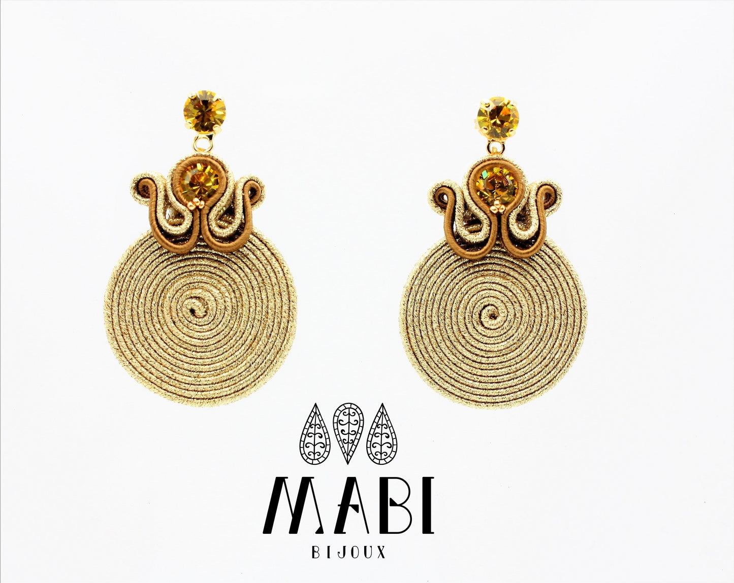 Orecchini artigianali soutache " Oriente" ORO