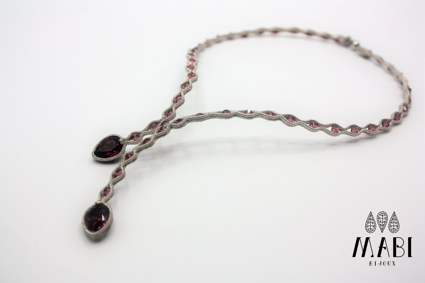 Collier "Elegance" Snake2 ARGENTO/Ametista