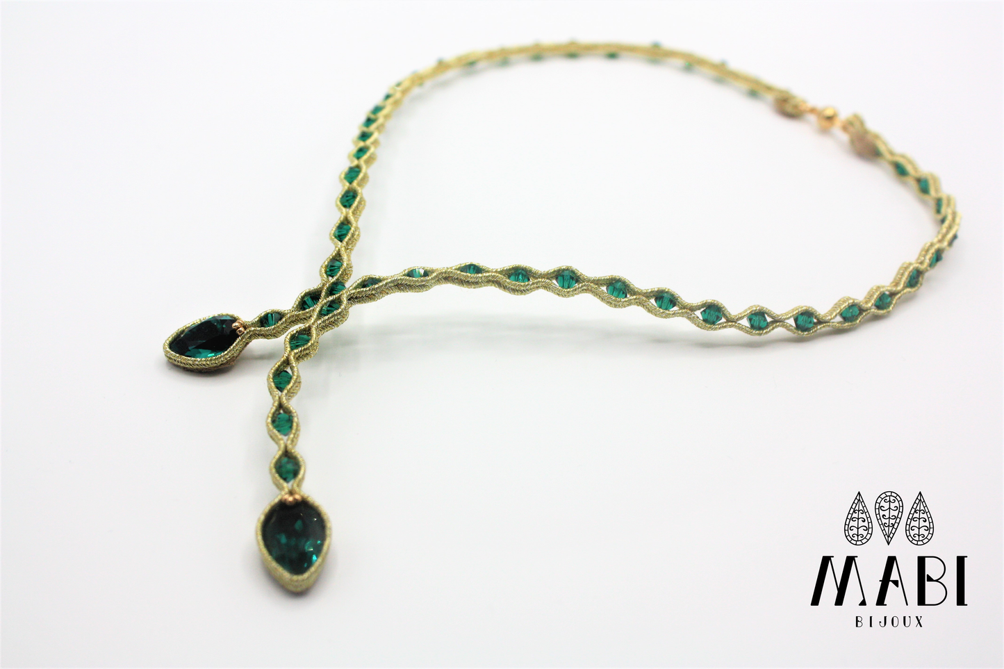 Collier "Elegance" Snake2 ORO/Emerald