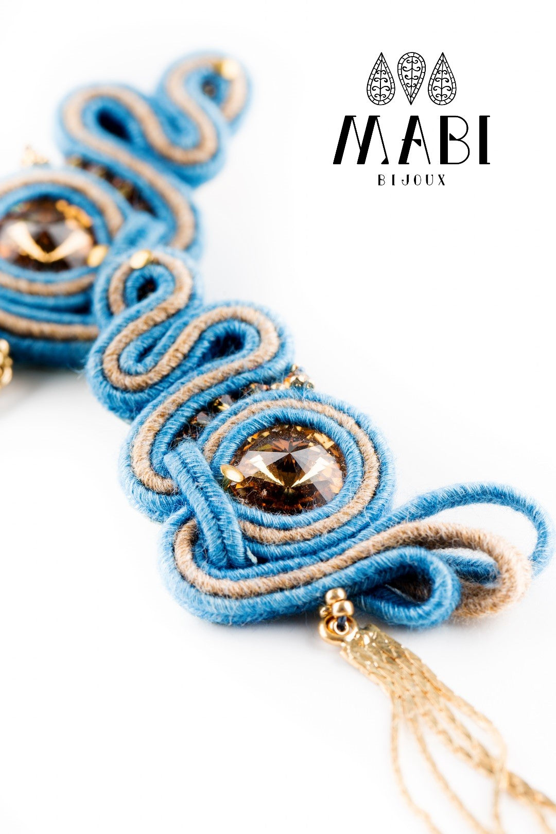 Orecchini soutache con fettuccia "Jeans"