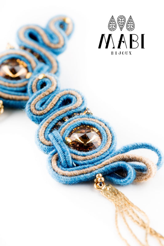 Orecchini soutache con fettuccia "Jeans"