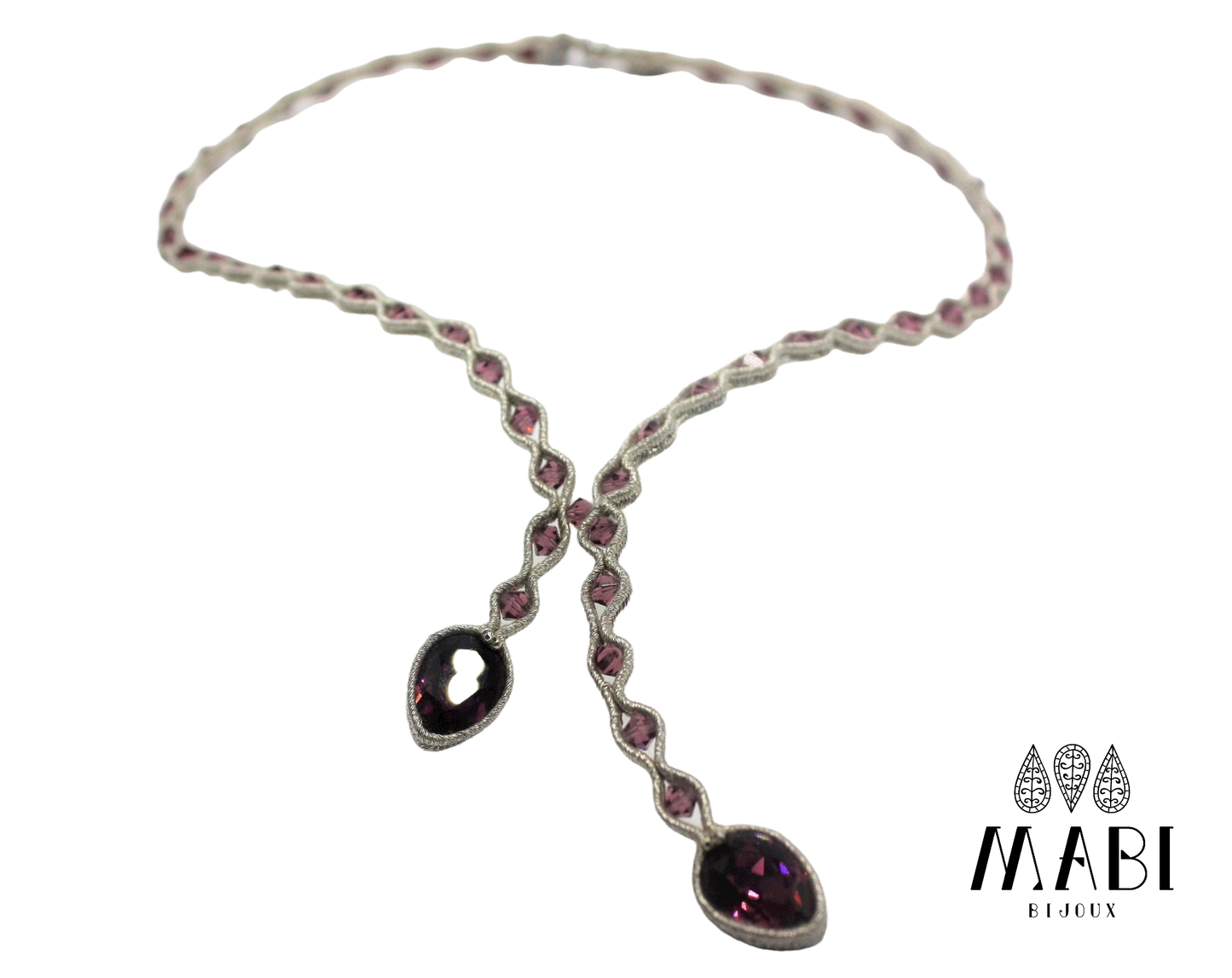 Collier "Elegance" Snake2 ARGENTO/Ametista