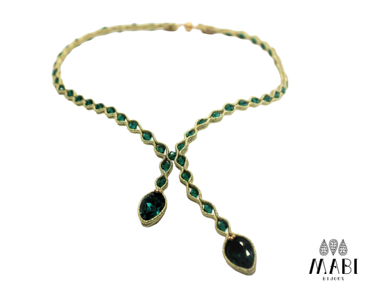 Collier "Elegance" Snake2 ORO/Emerald