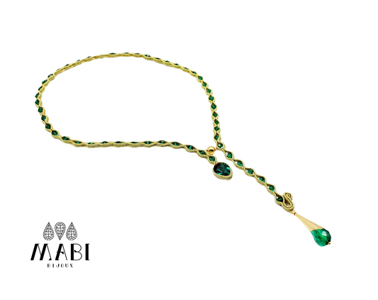 Collier "Elegance" Snake ORO/Emerald