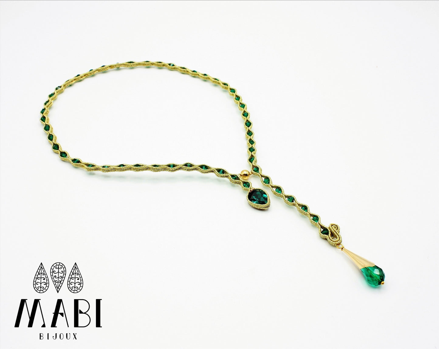 Collier "Elegance" Snake ORO/Emerald