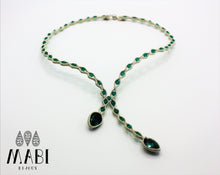 Carica l&#39;immagine nel visualizzatore di Gallery, Collier &quot;Elegance&quot; Snake2 Argento/Emerald
